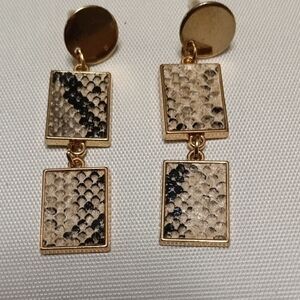 Gold and Black Dangle Earrings